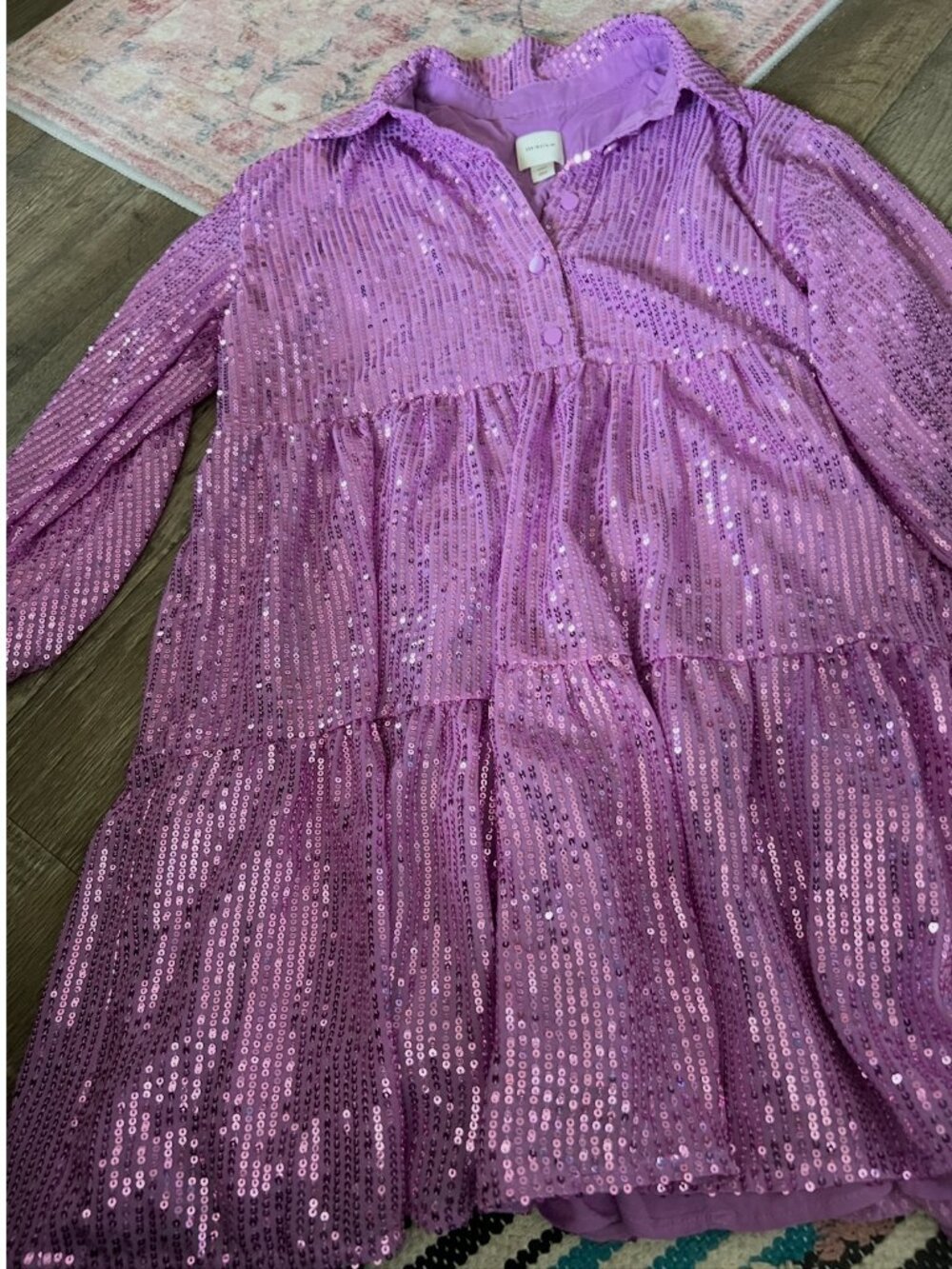 Maeve Bettina Tiered Shirt Dress: Sequin Mini size XSP - Picture 8 of 14